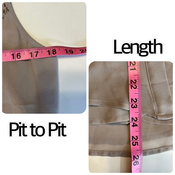 Rory Beca Tan Silk Beaded Bodice Sheer Sleeveless Collared Blouse Women Sz S - Picture 8 of 8